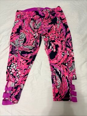 Lilly Pulitzer Hot Pink Navy White Printed Leggings